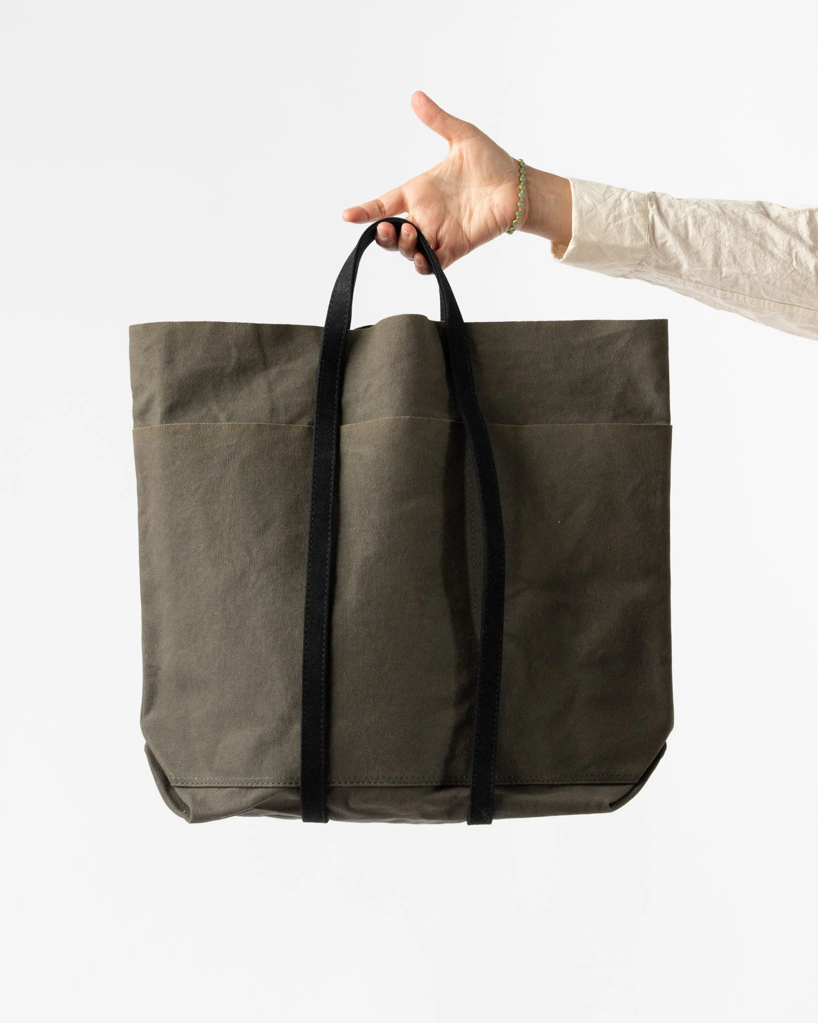 Amiacalva Tall Light Ounce Canvas Tote in Black x Khaki
