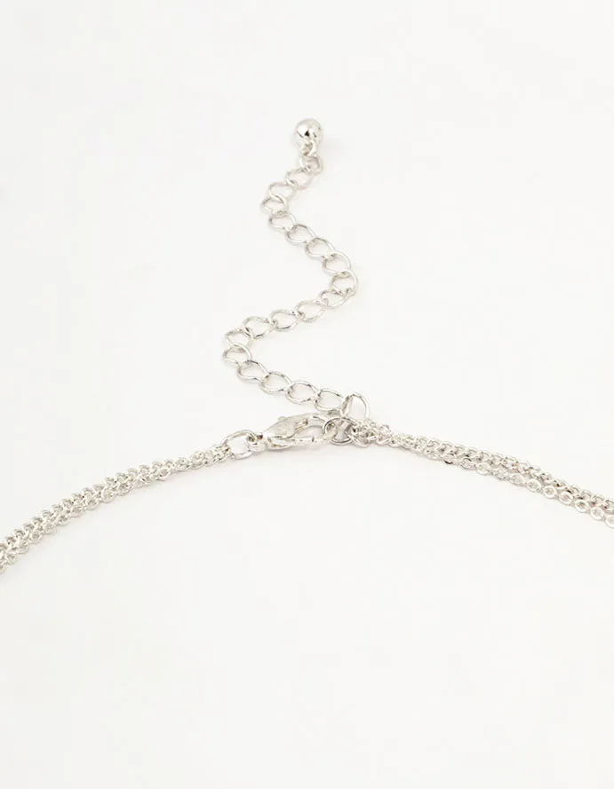 Antique Silver Dagger & Heart Layered Necklace