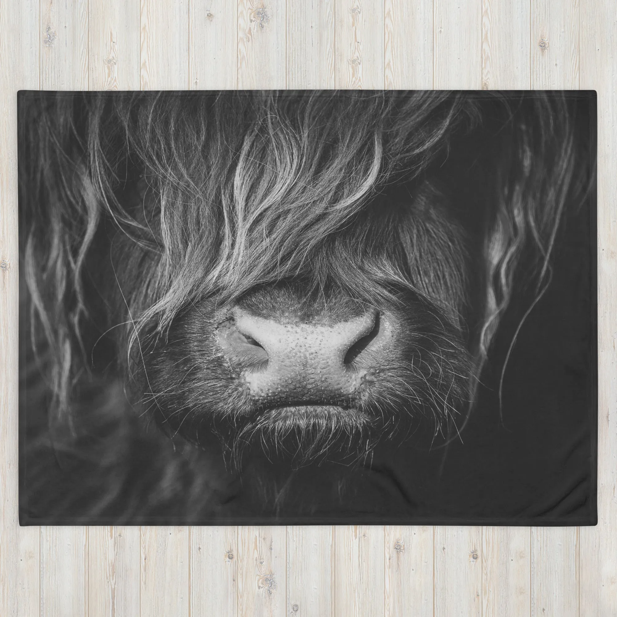 Black cow print throw blanket, lioness-love