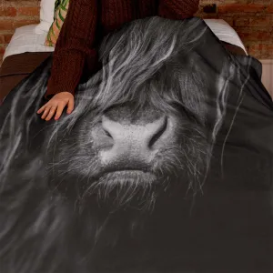 Black cow print throw blanket, lioness-love