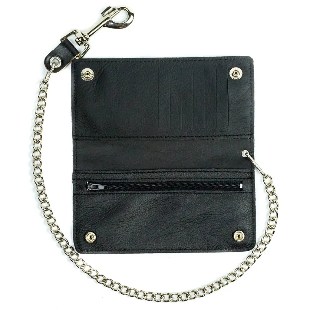 Black Leather 7" Bi-Fold Wallet