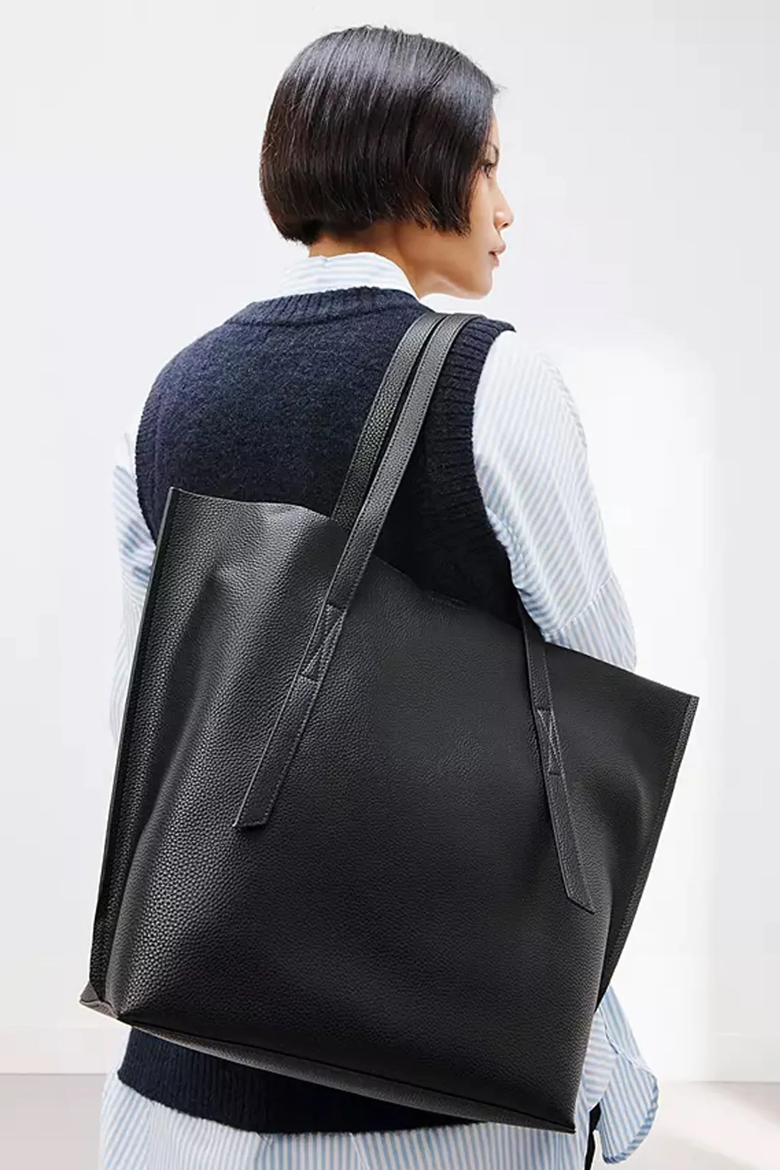 Black Sia East West Minimal Tote Bag