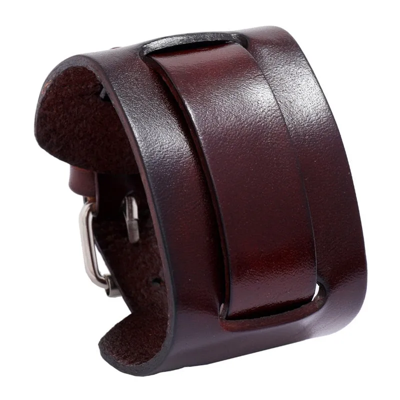 Bold and Edgy: Wide Leather Cuff Bracelet