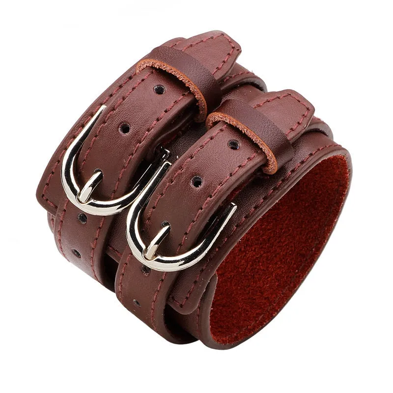 Bold and Edgy: Wide Leather Cuff Bracelet