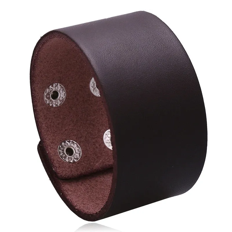 Bold and Edgy: Wide Leather Cuff Bracelet