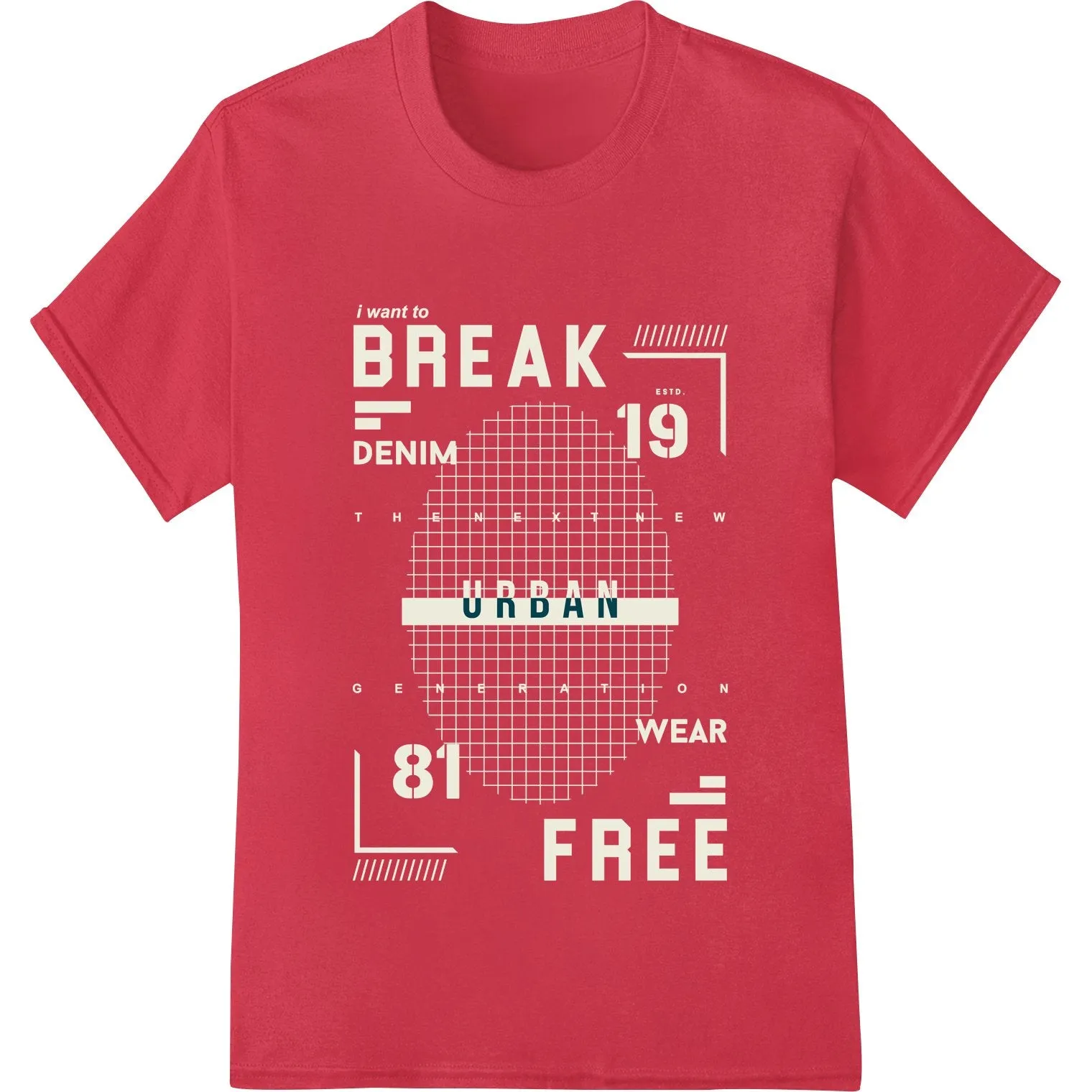 Bold 'BREAK 10 FREE' Heat Transfer - Edgy Monochrome Style