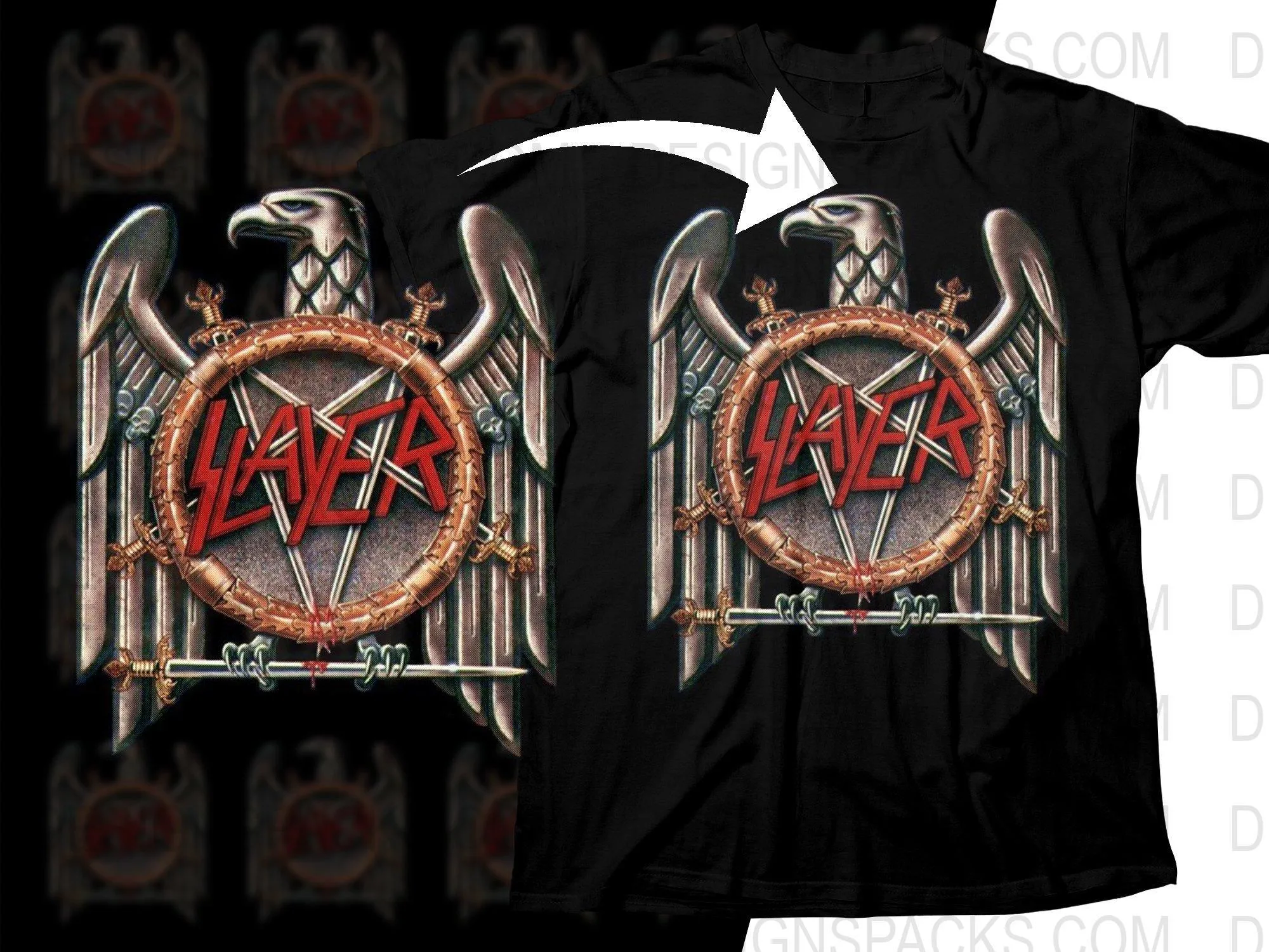Bold Slayer Rock Eagle Design Png Halftone Digital Download