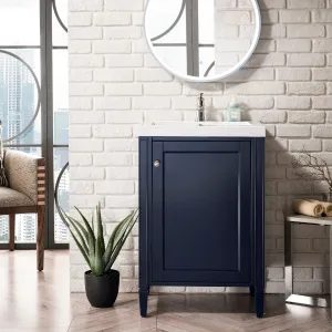 Britannia 24" Single Vanity Cabinet, Navy Blue w/ White Glossy Countertop