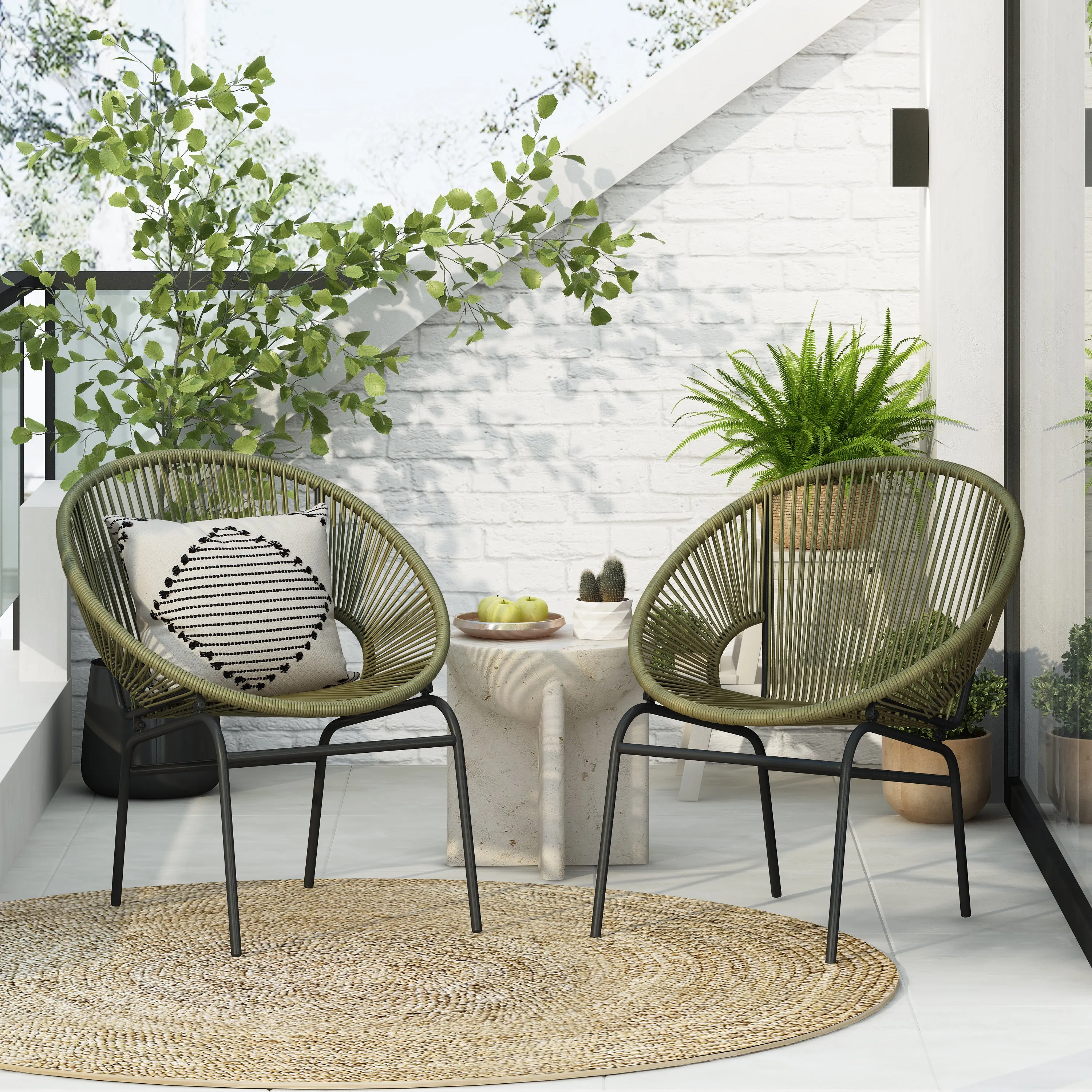 Carver Indoor & Outdoor Acapulco Weave Faux Rattan Club Chairs (Set of 2)