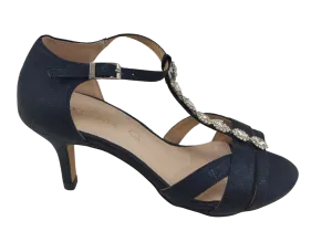 Coco Ritz Ladies Navy Diamonte T-Bar Sandal 1007