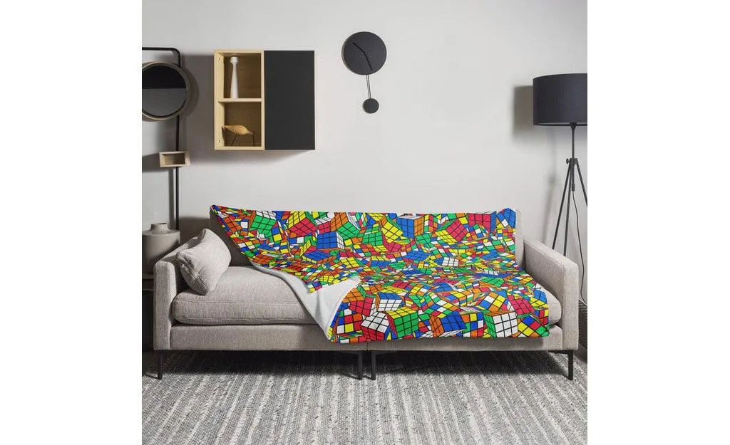 Crazy Rubik's Cube Throw Blanket