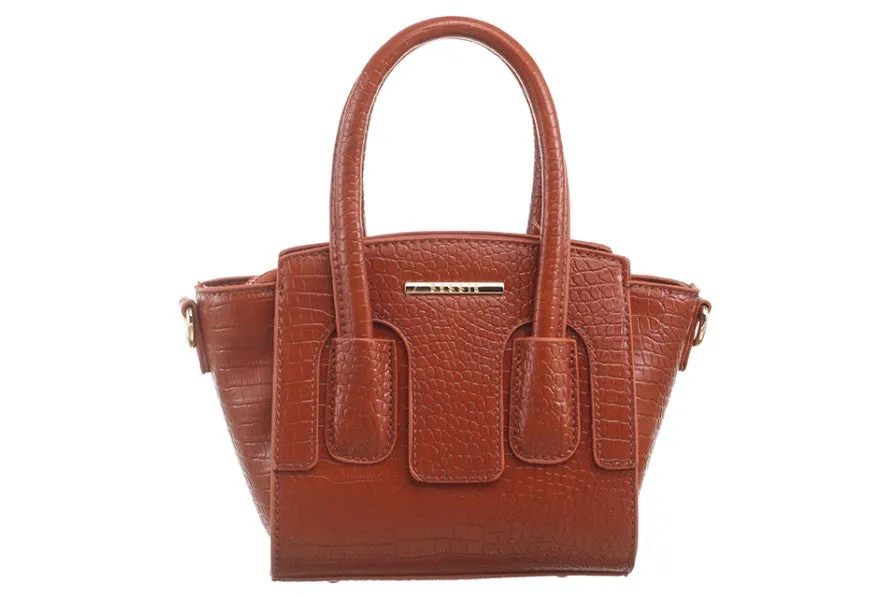 Croc Skin Tan Genuine Leather Hand Bag