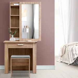 Dressing Table Mirror Stool Mirror Jewellery Cabinet Makeup Storage Wood