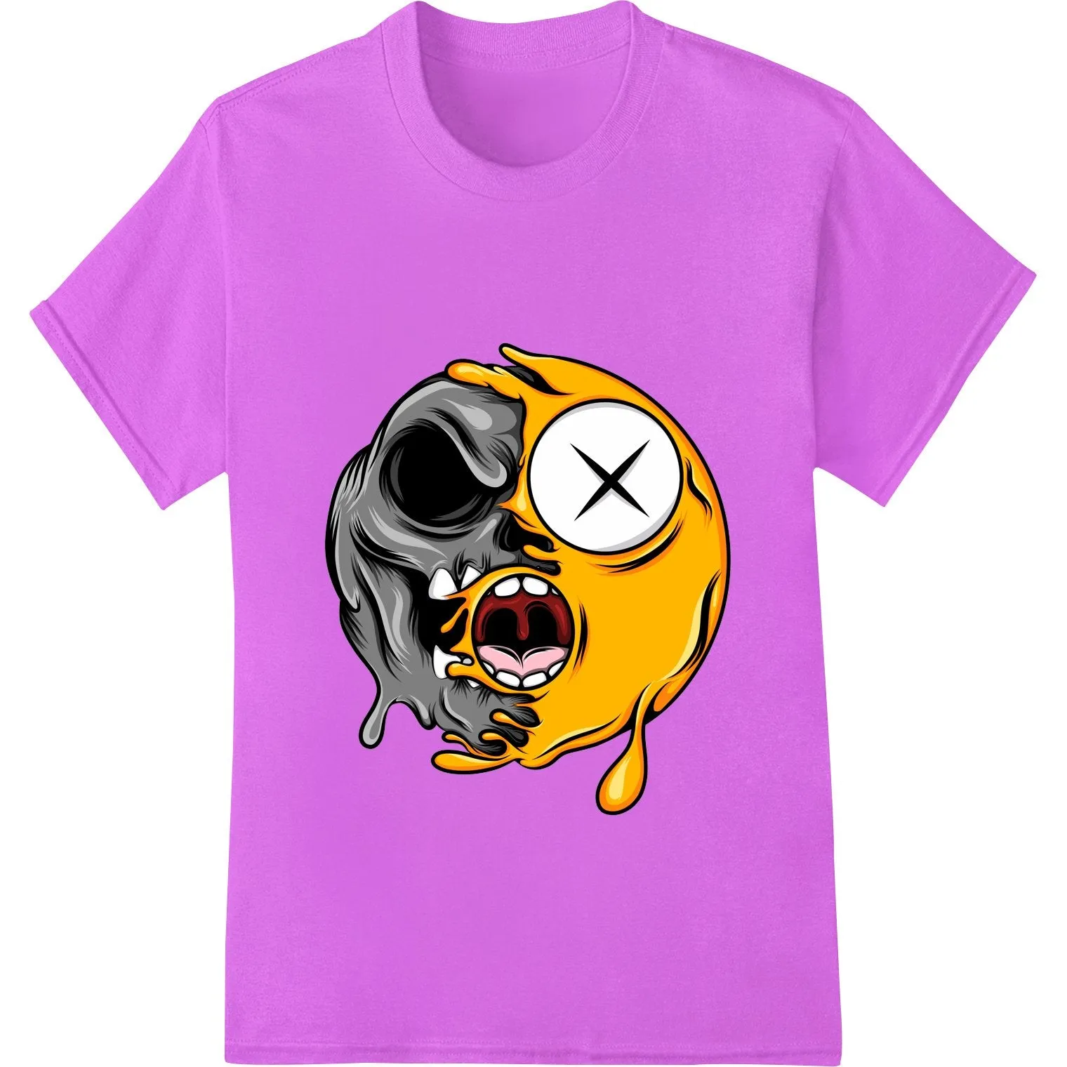 Edgy Skull Emoji Heat Transfer - Bold Yellow and Black