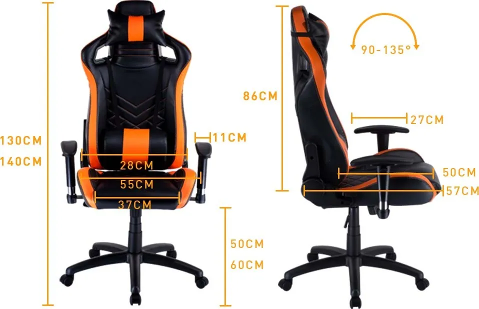 Ergonomic Gaming Chair, Adjustable PU Leather - Overdrive