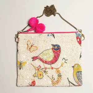 Fashion City - Bird Beaded Clutch with Chain