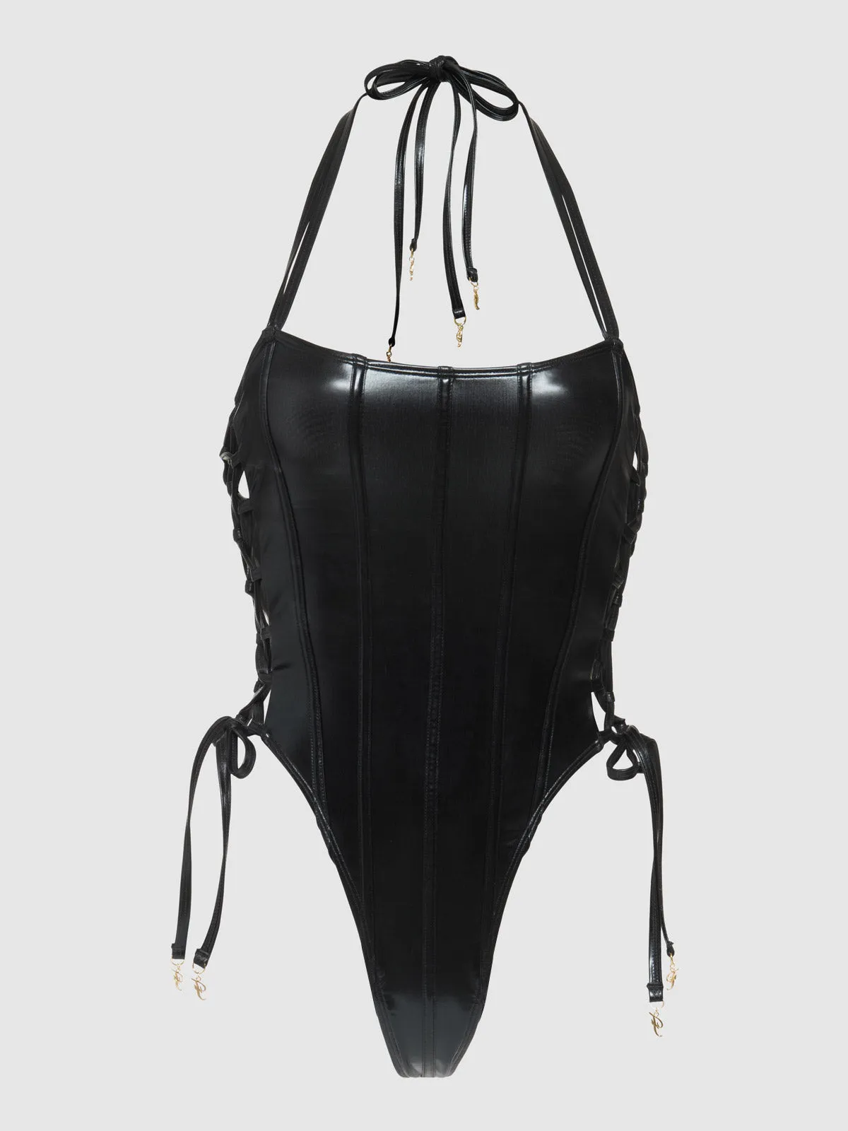 Frederick's Of Hollywood Onyx Corset Swim One Piece