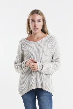 Gabrielle Seriously Soft Long Sleeve V-Neck Vertical Knit Sweater (BLS426)