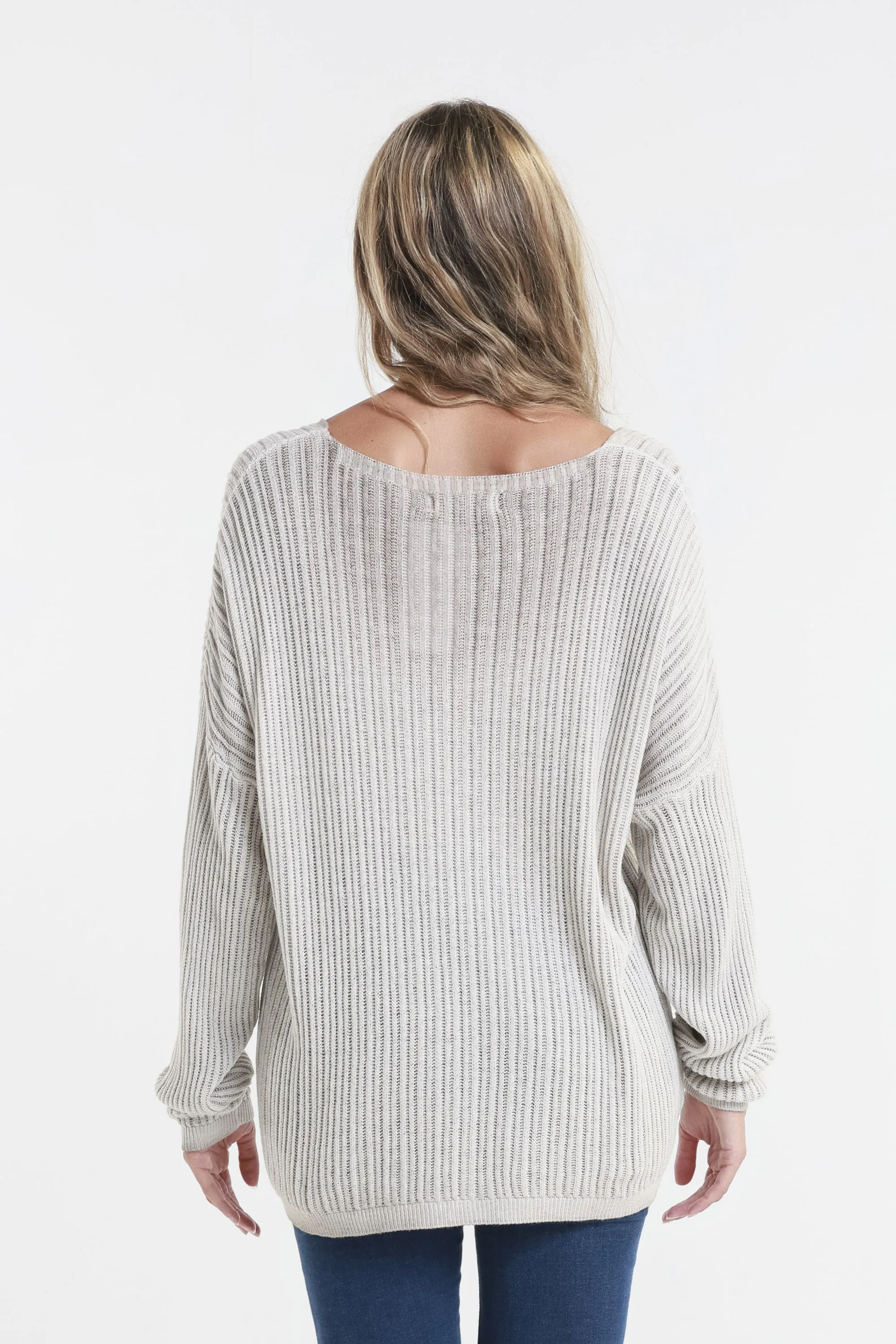 Gabrielle Seriously Soft Long Sleeve V-Neck Vertical Knit Sweater (BLS426)