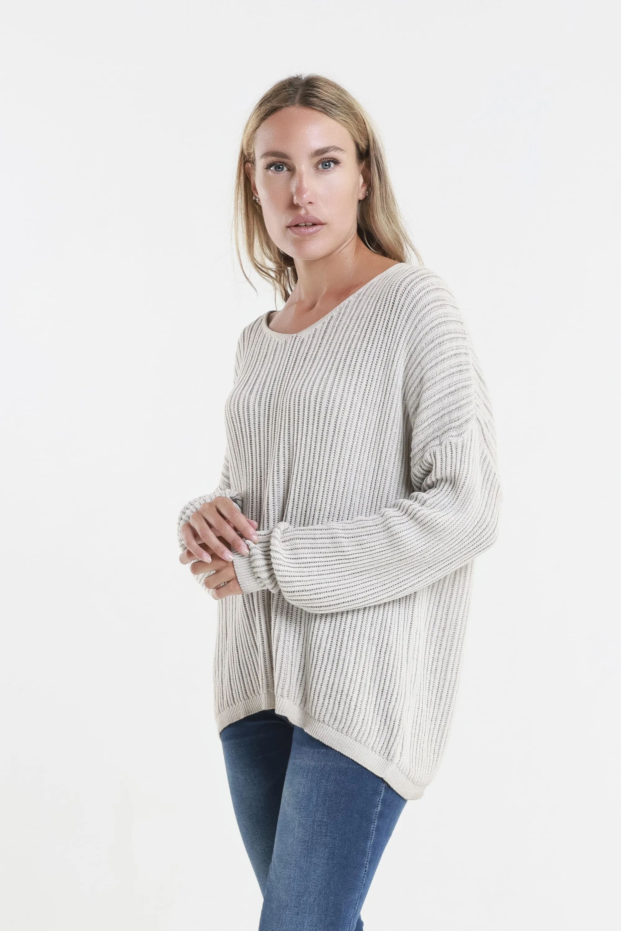 Gabrielle Seriously Soft Long Sleeve V-Neck Vertical Knit Sweater (BLS426)