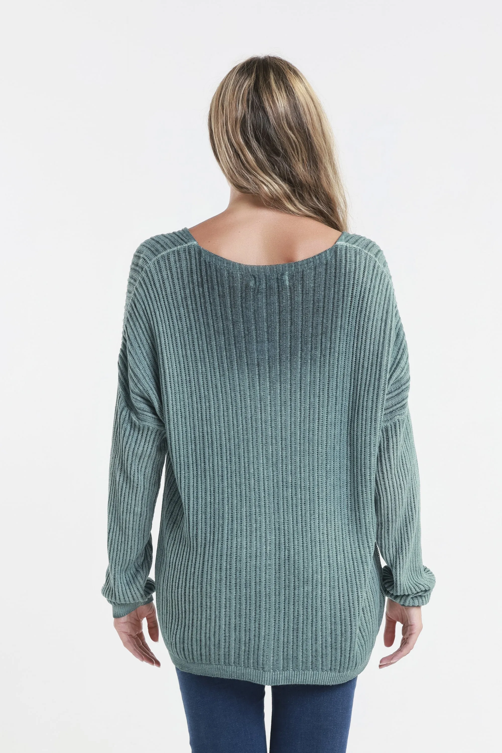 Gabrielle Seriously Soft Long Sleeve V-Neck Vertical Knit Sweater (BLS426)