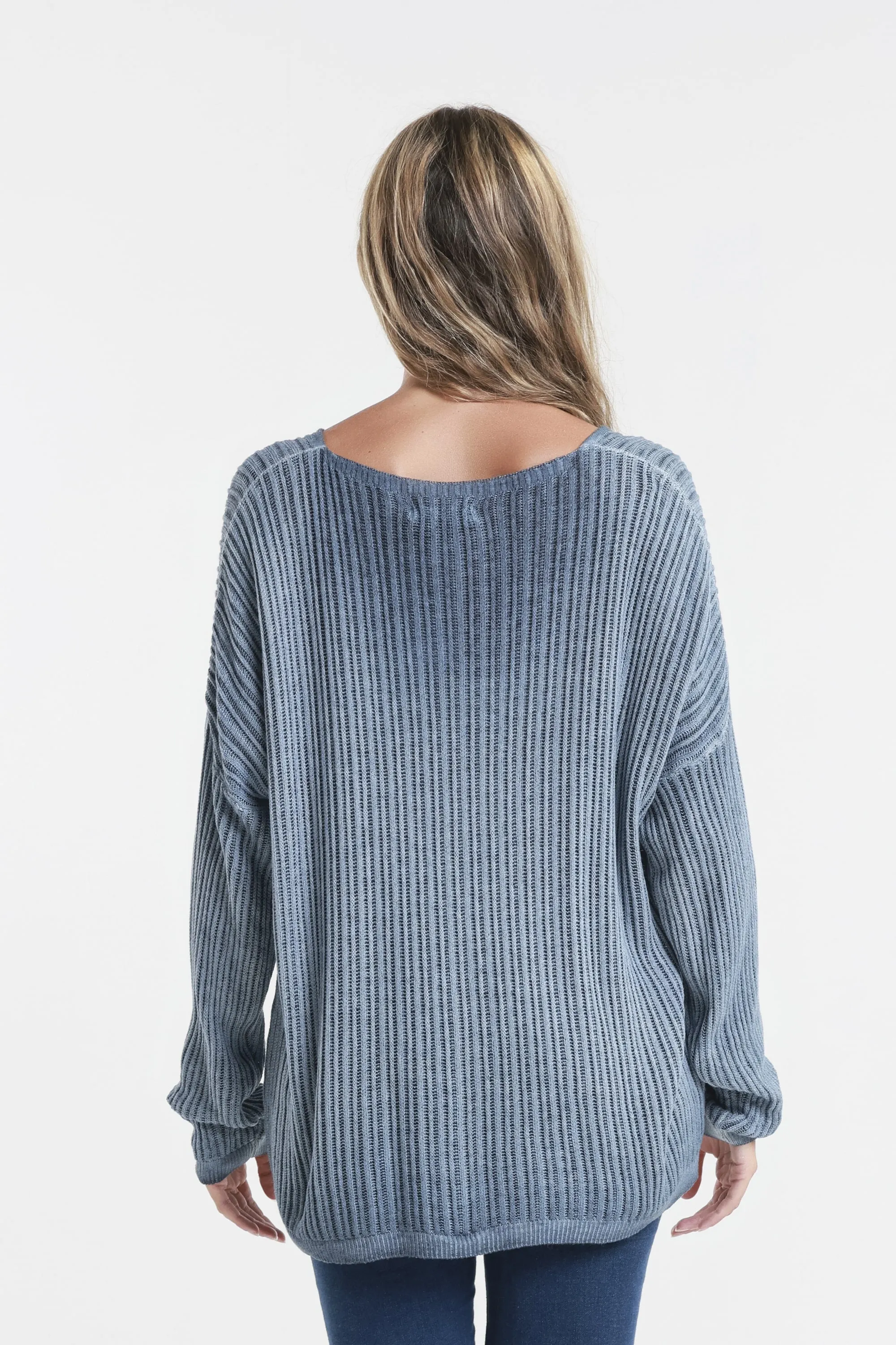 Gabrielle Seriously Soft Long Sleeve V-Neck Vertical Knit Sweater (BLS426)