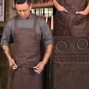 GALVESTON CROSS URBAN BACK BIB APRON,COLOR:CHOCOLATE