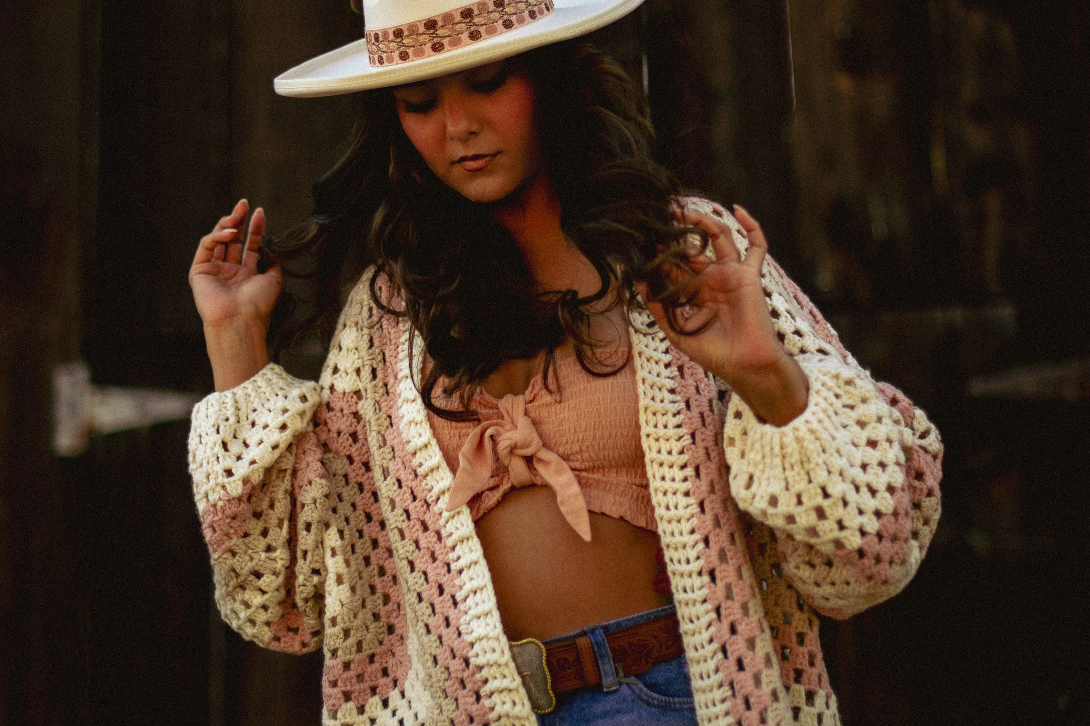 Georgia Peach Crochet Cardigan - Neapolitan