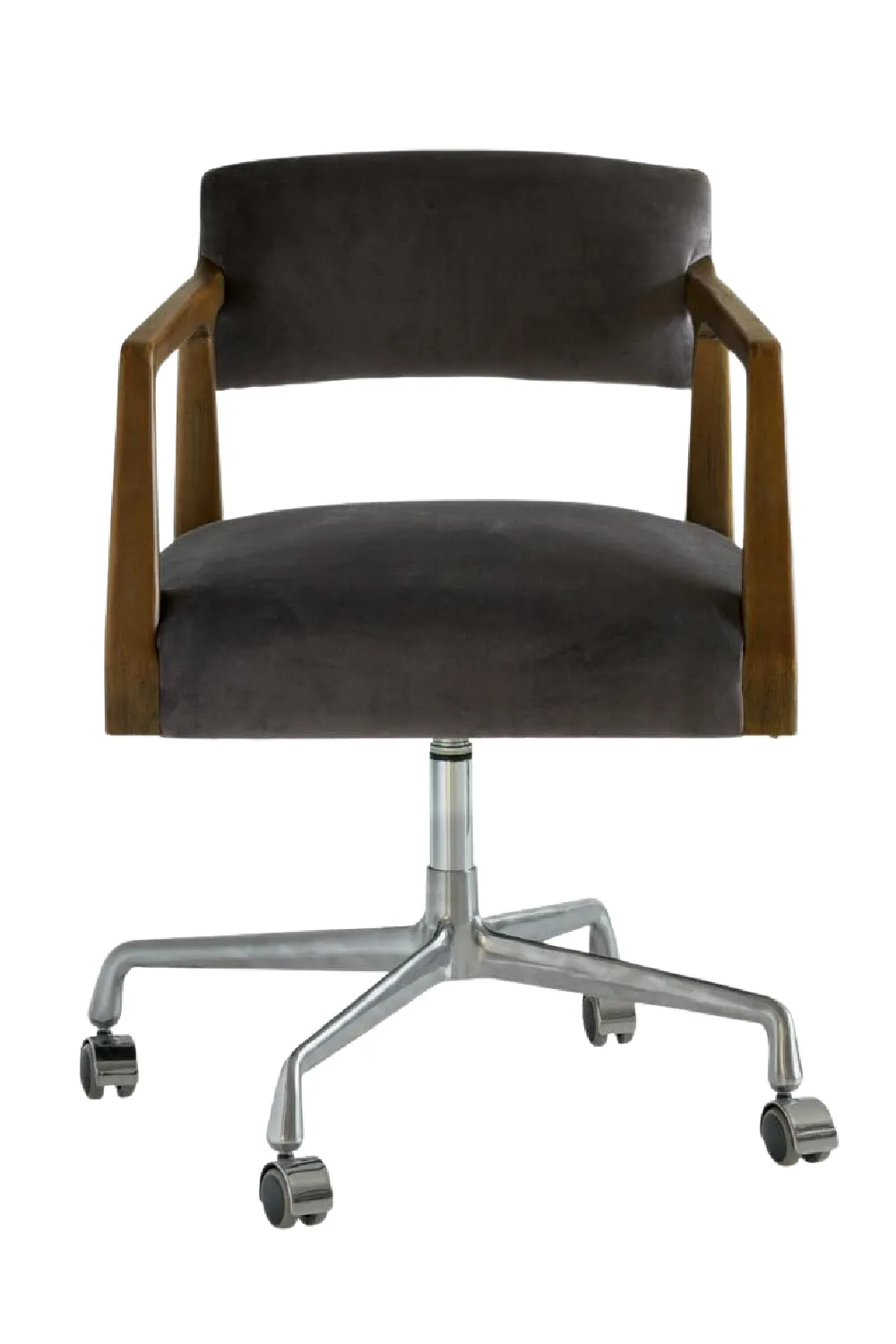 Gray Velvet Swivel Office Chair | Andrew Martin Theo