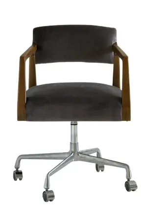 Gray Velvet Swivel Office Chair | Andrew Martin Theo