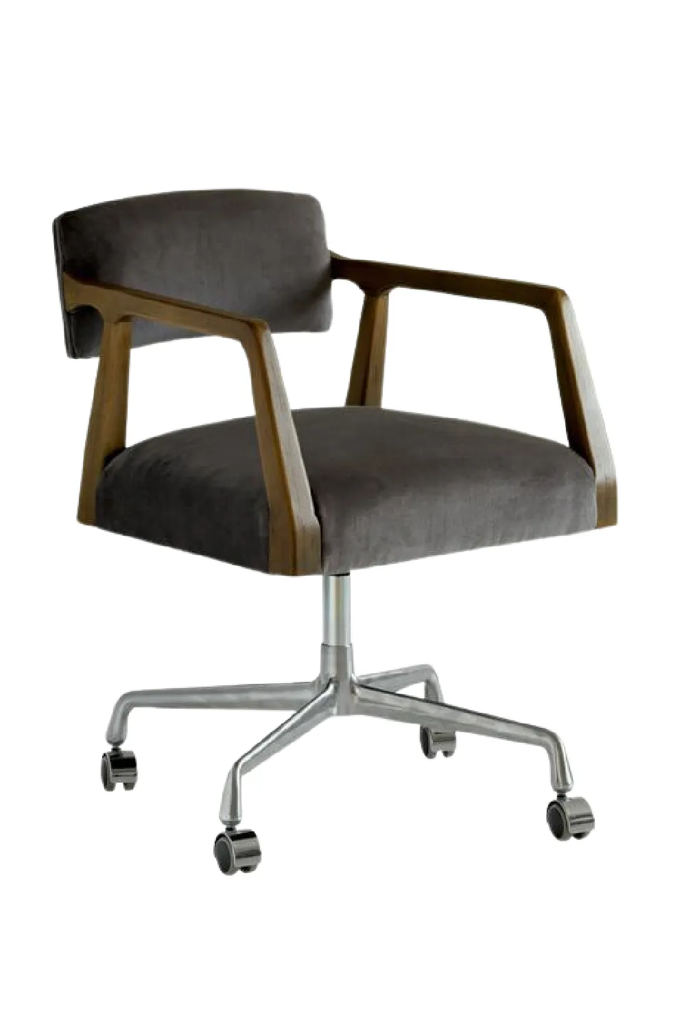 Gray Velvet Swivel Office Chair | Andrew Martin Theo