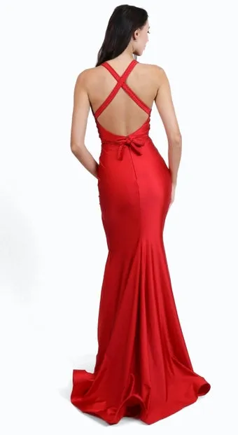 Jessica Angel - 2625 - V-Neckline and Criss-Cross Open Back Prom Gown