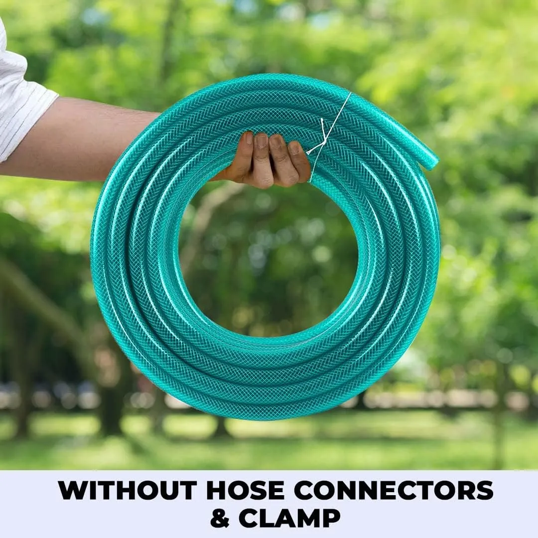 Kuber Industries|Basic|PVC with Nylon Braided Water Pipe 15 Meter|Multi-Utility Water Pipe for Garden, Car Cleaning & Pet Cleaning|Heavy Duty & Leak Proof Hose Pipe for Gardening|Green|(Pack Of 4)