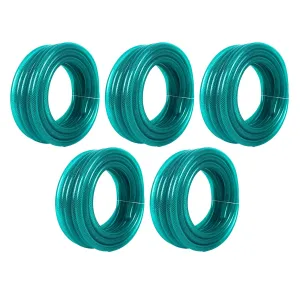 Kuber Industries|Basic|PVC with Nylon Braided Water Pipe 15 Meter|Multi-Utility Water Pipe for Garden, Car Cleaning & Pet Cleaning|Heavy Duty & Leak Proof Hose Pipe for Gardening|Green|(Pack Of 4)