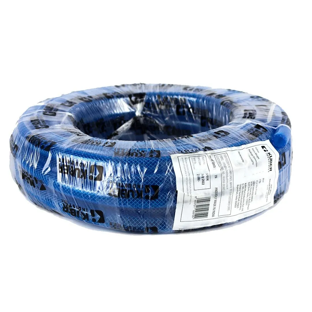 Kuber Industries|Basic|PVC with Nylon Braided Water Pipe 15 Meter|Multi-Utility Water Pipe for Garden, Car Cleaning & Pet Cleaning|Heavy Duty& Leak Proof Hose Pipe for Gardening|Blue|(Pack Of 5)