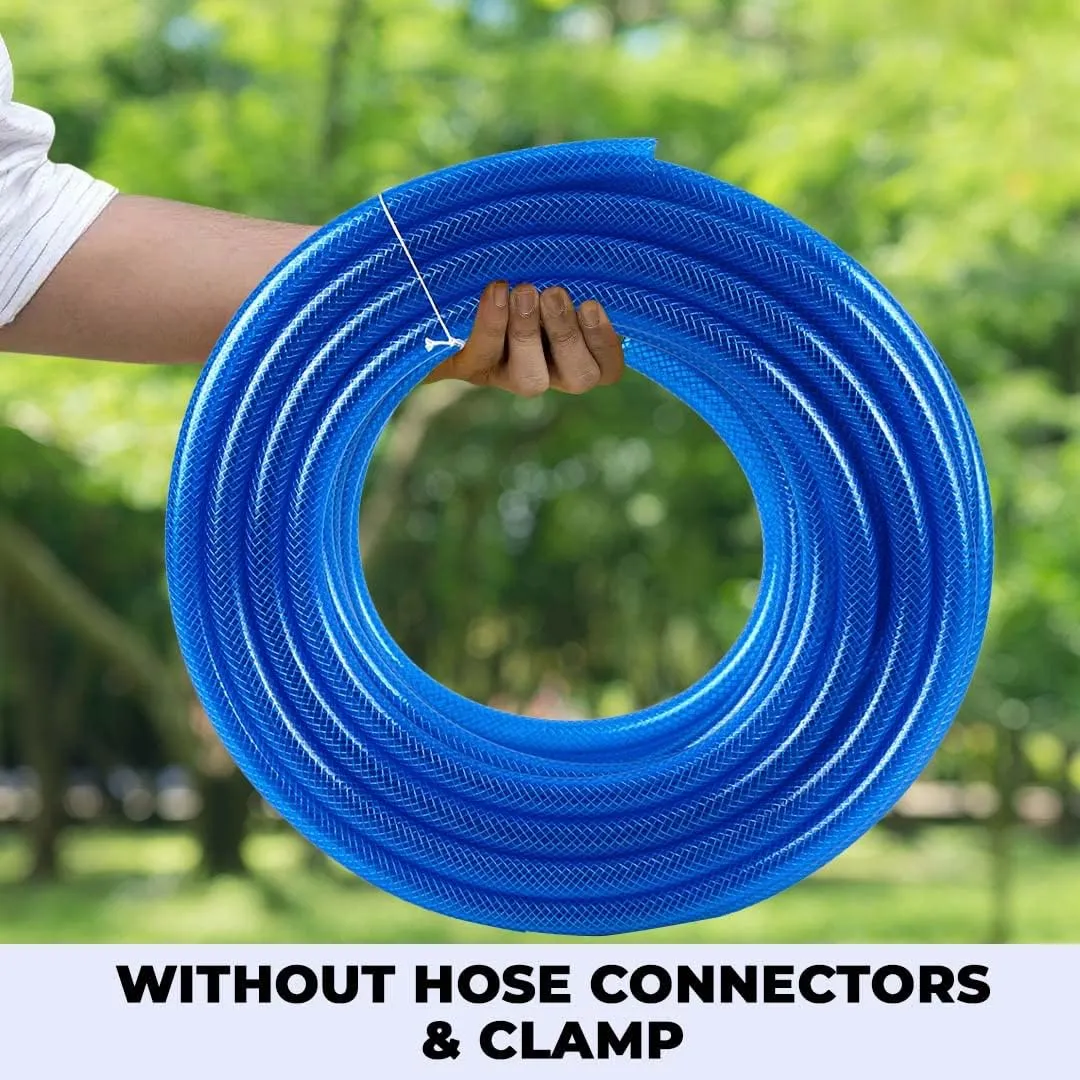 Kuber Industries|Basic|PVC with Nylon Braided Water Pipe 15 Meter|Multi-Utility Water Pipe for Garden, Car Cleaning & Pet Cleaning|Heavy Duty& Leak Proof Hose Pipe for Gardening|Blue|(Pack Of 5)