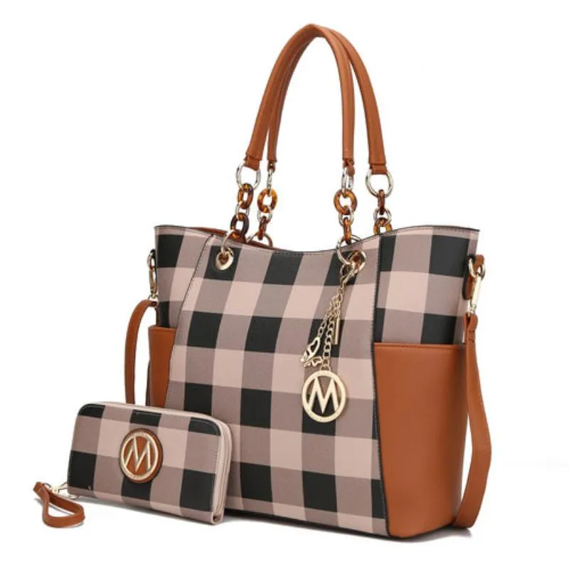 Mariely Checker Tote Handbag