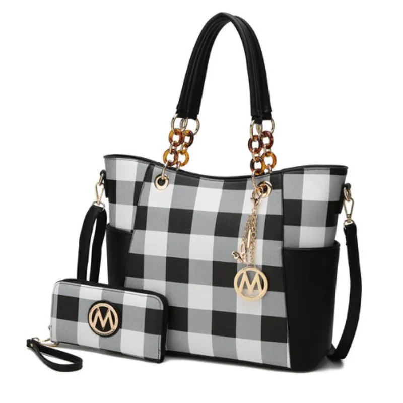 Mariely Checker Tote Handbag