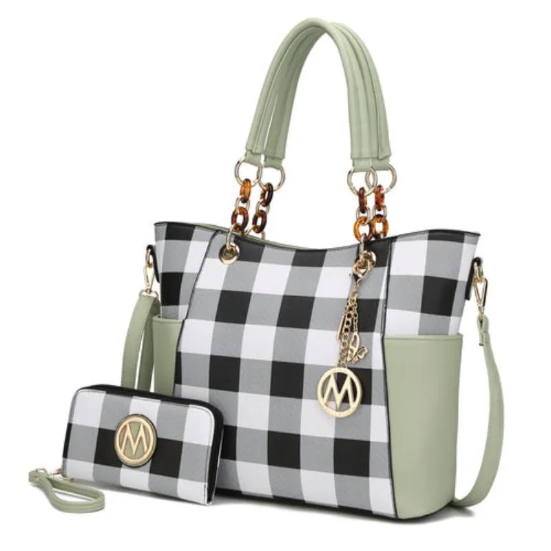 Mariely Checker Tote Handbag
