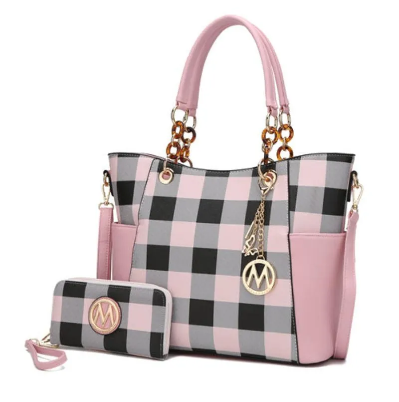 Mariely Checker Tote Handbag