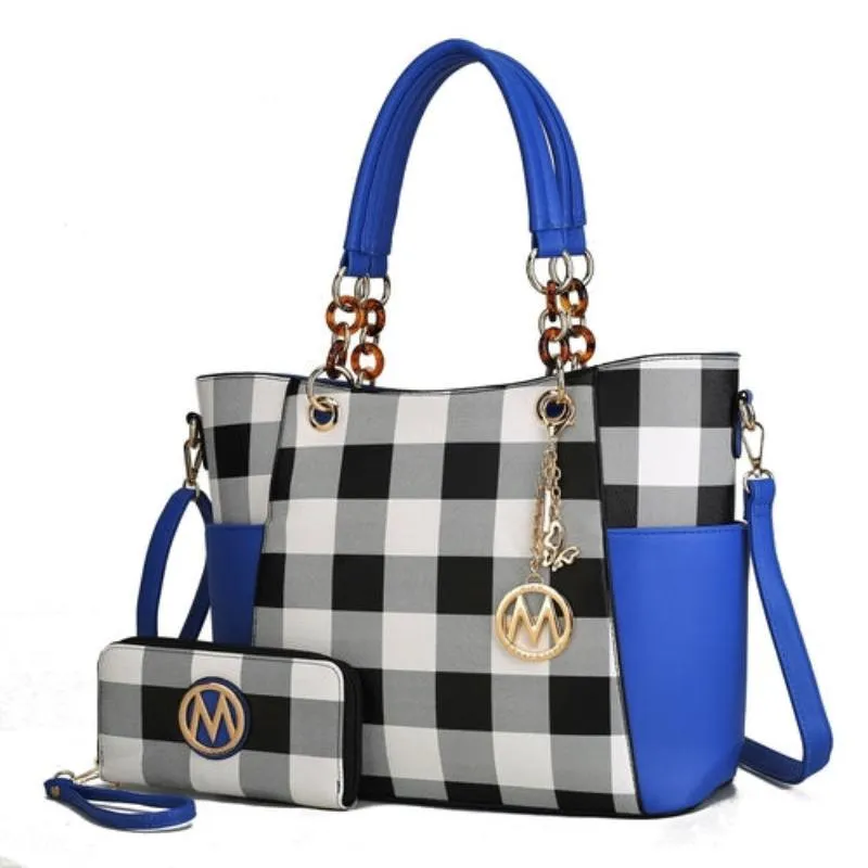 Mariely Checker Tote Handbag