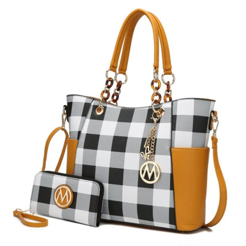 Mariely Checker Tote Handbag