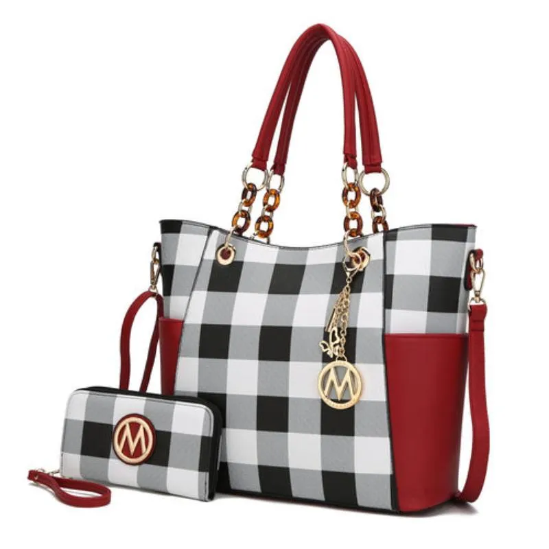 Mariely Checker Tote Handbag