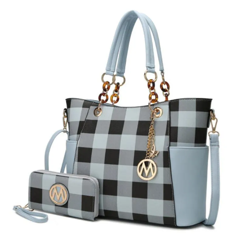 Mariely Checker Tote Handbag