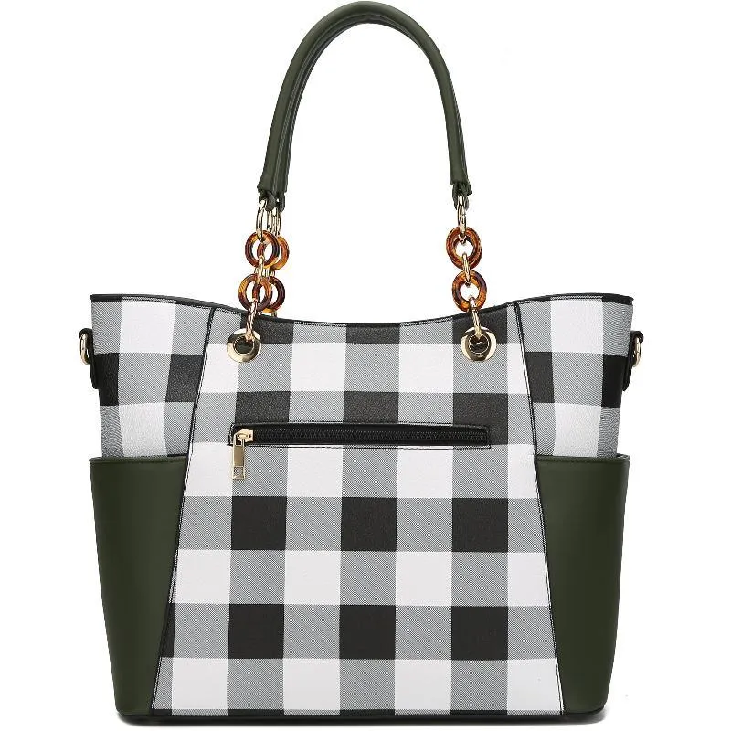 Mariely Checker Tote Handbag