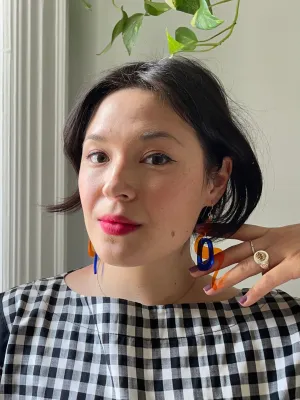 Nic Nac Weaver Earrings (Blue   Orange)