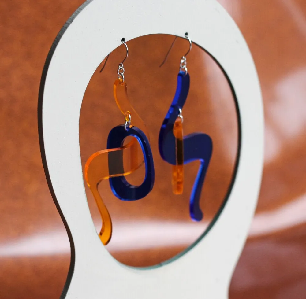 Nic Nac Weaver Earrings (Blue   Orange)