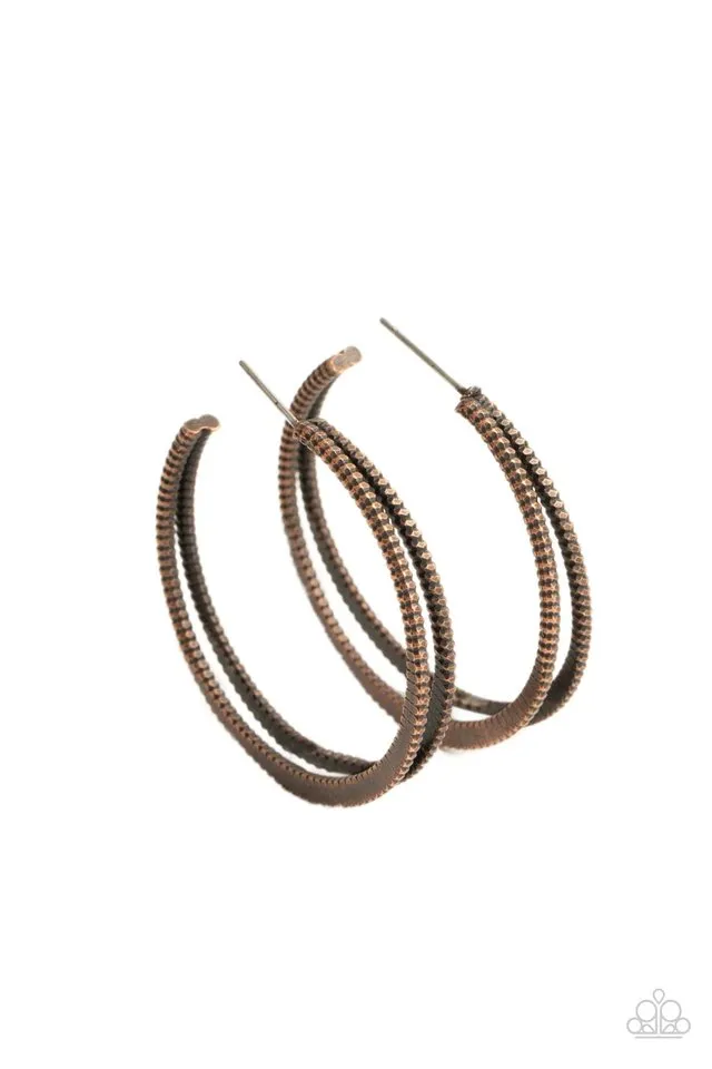 Paparazzi Earring ~ Rustic Curves - Copper