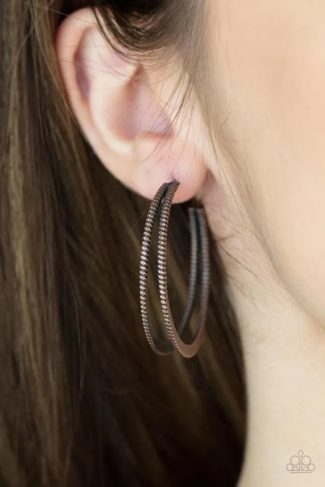 Paparazzi Earring ~ Rustic Curves - Copper