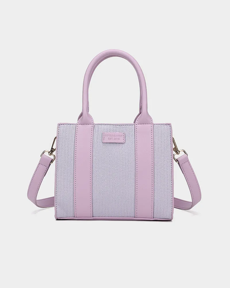 Pebble Leather Mini Tote Bag in Purple